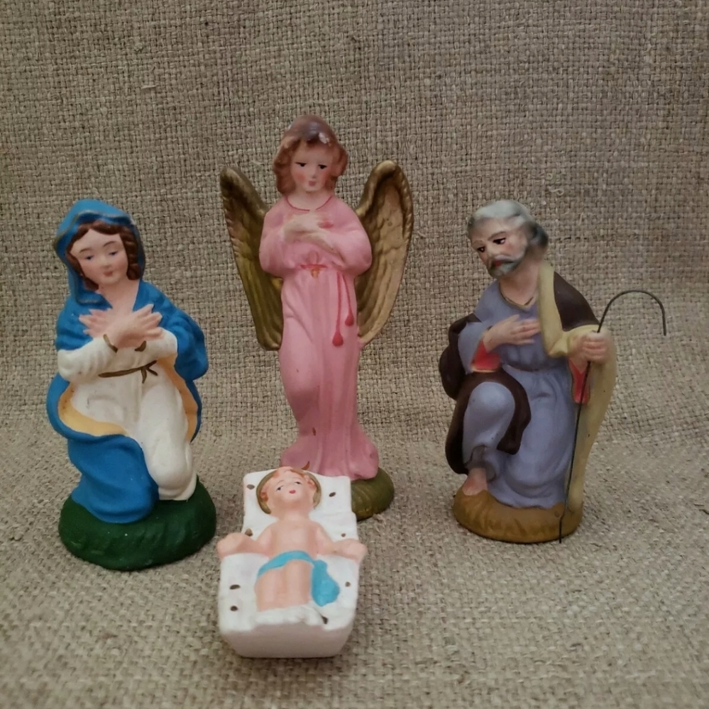 Vintage Christmas Nativity Figures Set Of 4 Made In Japan